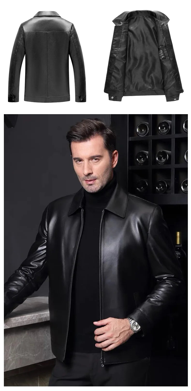 Business Leather Jackets Mens Fashion Leather Jacket Slim Fit Tturn Down Collar Coats Handsome Top Korean Casual Leather Coat