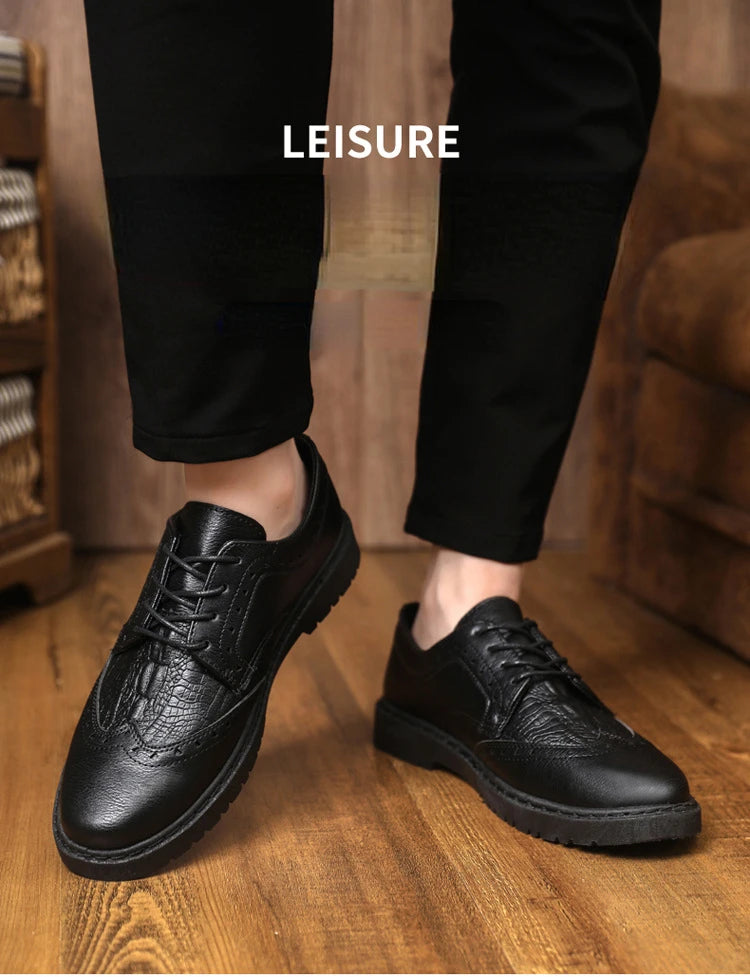 Leather Shoes for Men Luxury High Quality Brogue Shoes comfortable Soft Sole Men's Casual Shoes Lace Up Men Business Dress Shoe