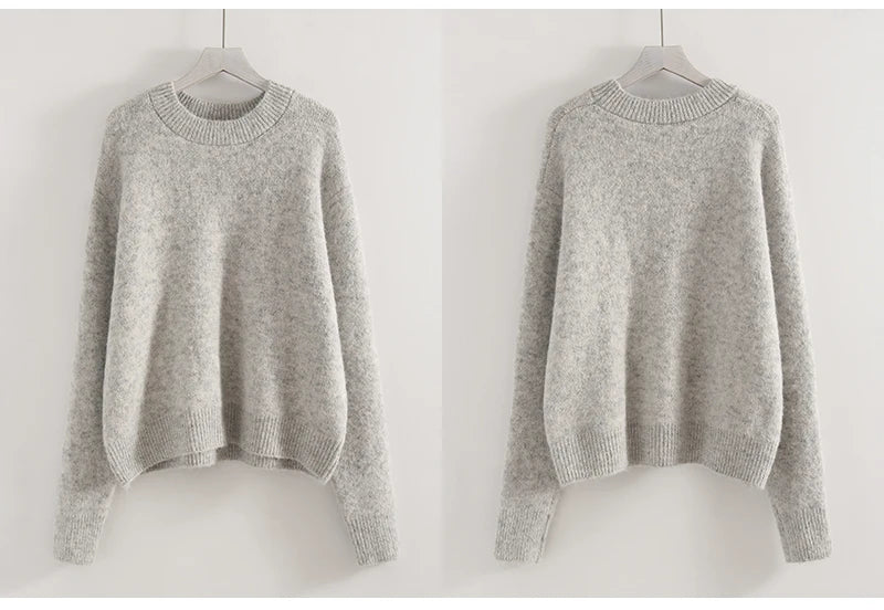 Women's Winter Sweater 2025 Warm Pullovers O Neck Knitwear Loose Knit Jumpers Basic Brown Sweaters For Women Winter Pink