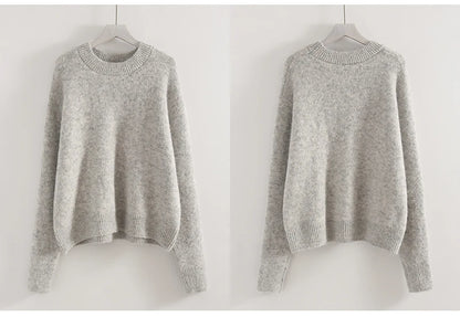 Women's Winter Sweater 2025 Warm Pullovers O Neck Knitwear Loose Knit Jumpers Basic Brown Sweaters For Women Winter Pink