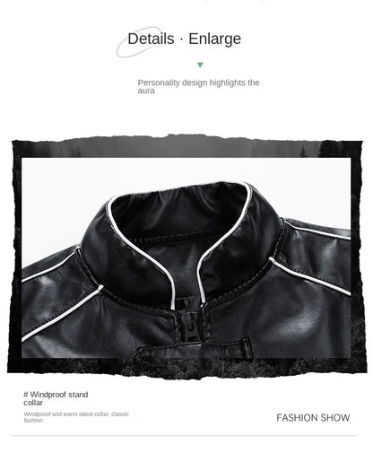 American Leather Jacket Coats Male Autumn Winter Street Pilot Motorcycle Clothing Hiphop Trend Loose Luffian Handsome Top Coats