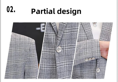 Men's British Style Checkered Suit Casual High-End Spring Autumn Small Plankton Design Handsome Coat