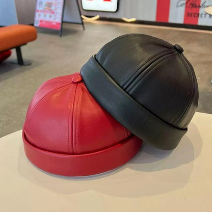 Men Women PU Leather Landlord Caps Retro Autumn Winter Adjustable Melon Skin Hats Hip Hop Hat Painter Cap Fashion Men Street Hat