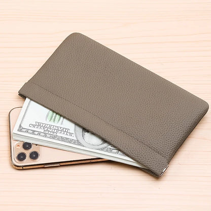 [Leather Wallet] Genuine Leather Long Wallet | Self-Closing with Zipper Closure - Compact Travel Organizer for Cash, Cards