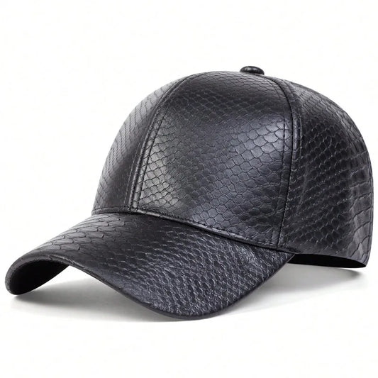PU leather baseball cap, spring and autumn styles, men's and women's sun shading duckbill cap, solid color, simple daily leisure