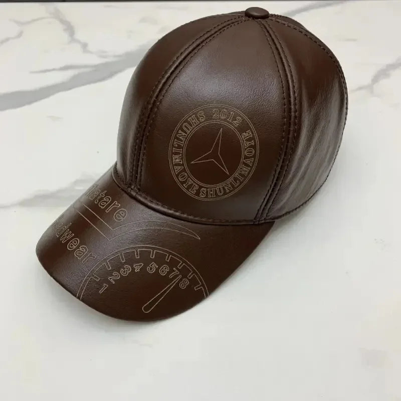 Tax excluded, add at checkout if applicable Fashion Men Genuine Cowhide Leather Baseball Cap Casual Real Leather Hat Autumn Wint