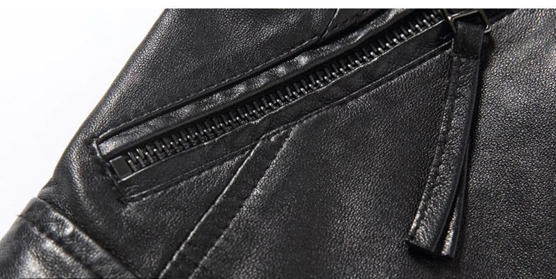 Leather Coat Women Short All-match European Fashion Biker Genuine Sheepskin Black Jackets Zipper Pocket Jaqueta Couro Feminina