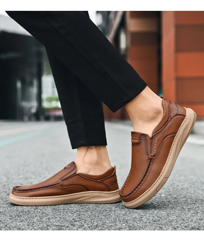 Men's Top Layer Cowhide Leather Shoes Casual Men's Shoes Soft Sole Comfortable Genuine Leather Men's Driving Shoe Zapatillas