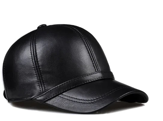 New Men Real Leather Baseball Caps Sheepskin Casual  Men Youth Duck Tongue Warm Hats Hip Pop Bonnet Femme