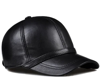 New Men Real Leather Baseball Caps Sheepskin Casual  Men Youth Duck Tongue Warm Hats Hip Pop Bonnet Femme