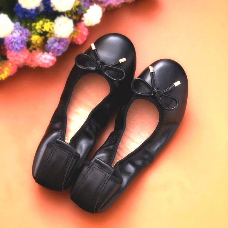 2024 Women Leather Breathable Ladies Comfortable Ballet Flats Driving Shoe Fashion Slip on Shallow Loafers Office Flat Boat Shoe