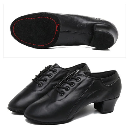 Leather Sports Shoes Perform Latin Dance Shoes For Men Bottom Female Ballroom Dancing Shoes Children Adult Ventilation Sneakers