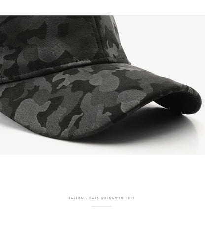 Leather Suede PU Camouflage Baseball Cap Men and Women Autumn Winter Hip Hop Adjustable Outdoor Snapback Hat