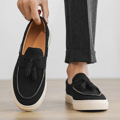 Suede Leather Handmade Loafers Leisure Walk Male Casual Shoes New Design Casual Slip on Flats Versatile Driving Shoes Moccasins
