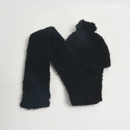 Winter Sweet Girl's Must-have - Wool Blend Beanie with Scarf and Shiny Furball