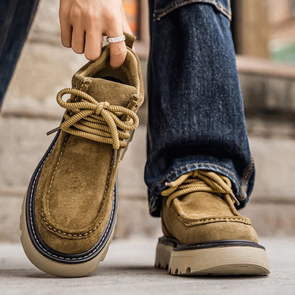 Men's luxury suede leather shoes lace up comfortable ankle boots classic retro leather boots outdoor sports and leisure shoes
