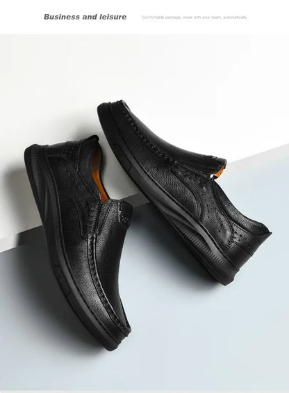 Men's Top Layer Cowhide Leather Shoes Casual Men's Shoes Soft Sole Comfortable Genuine Leather Men's Driving Shoe Zapatillas