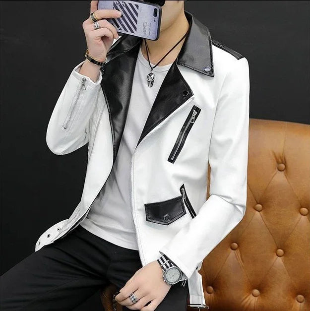 Coats Black Leather Jacket for Men Trendy 2025 Fashion Fashionable Spring Clothes Man Suits and Blazers Menswear Vintage Classic