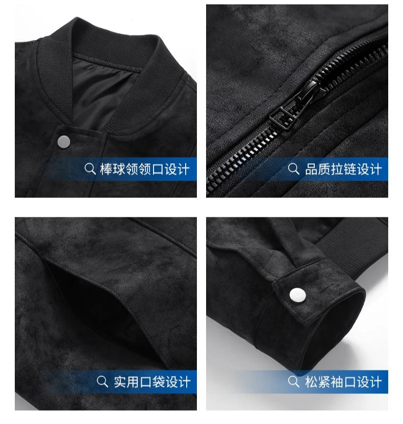 Mens Leather Jacket Suede Coats Waterproof Soft Shell Windbreaker Streetwear Moto Autumn Winter Jacket Men Clothing Mens Jacket