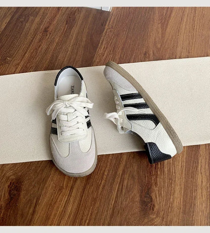 Leather cowhide German training shoes women's college style casual shoes 2025 new soft-soled casual flat-soled sports shoes