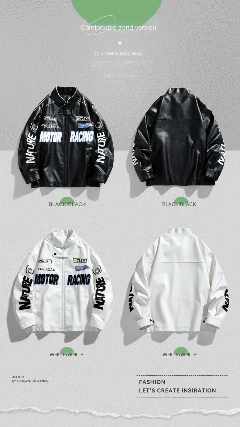 American Leather Jacket Coats Male Autumn Winter Street Pilot Motorcycle Clothing Hiphop Trend Loose Luffian Handsome Top Coats