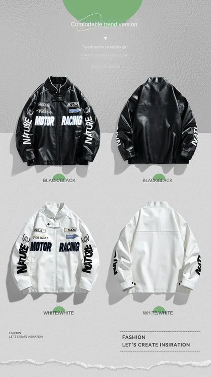 American Leather Jacket Coats Male Autumn Winter Street Pilot Motorcycle Clothing Hiphop Trend Loose Luffian Handsome Top Coats