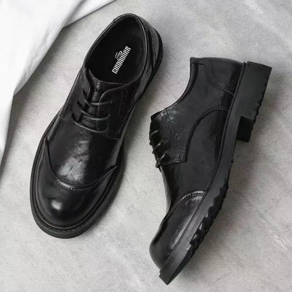 2025 Soft Leather Men's High-end Leather Trendy Business Casual Tooling Big Head Thick Sole Non-slip Loafers Shoes