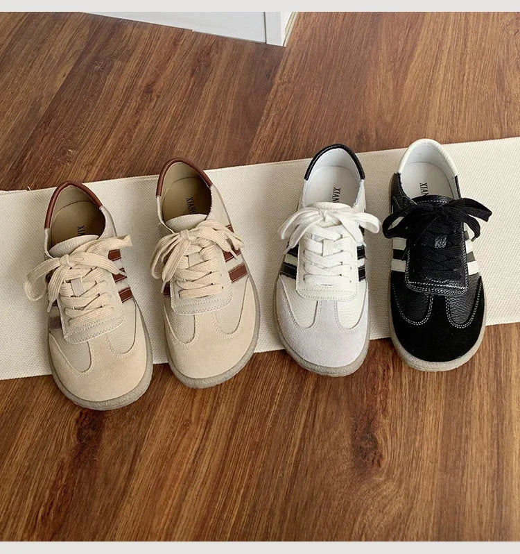 Leather cowhide German training shoes women's college style casual shoes 2025 new soft-soled casual flat-soled sports shoes