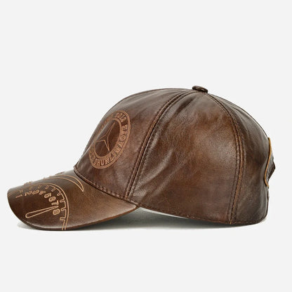 Tax excluded, add at checkout if applicable Fashion Men Genuine Cowhide Leather Baseball Cap Casual Real Leather Hat Autumn Wint