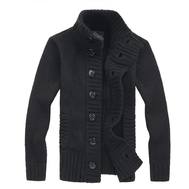 Men Sweater New Autumn Front Button Cardigan Stand Collar Sweaters for Men Coat Winter Warm Knitwear Clothing pull homme MY271