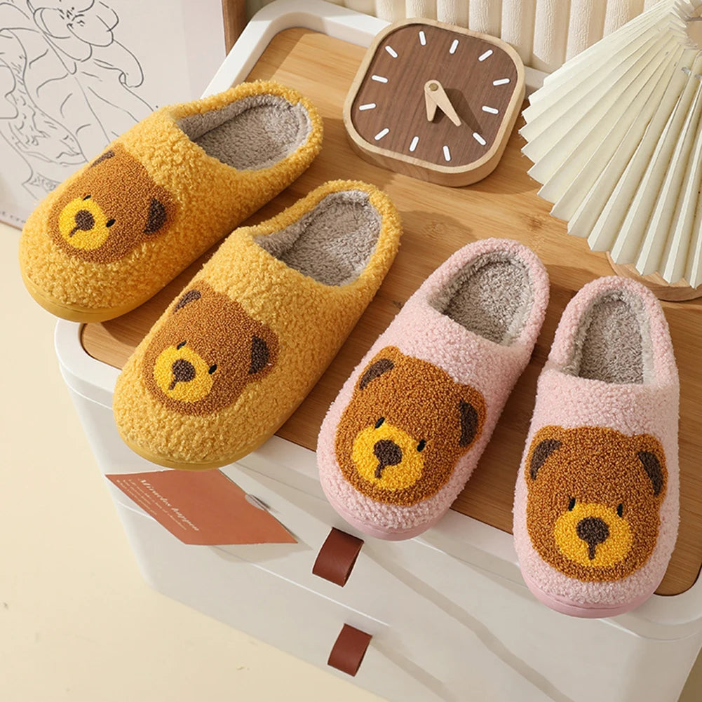 Cute Bear Slippers Fluffy Winter House Shoes Lightweight Women Winter Slippers Bedroom Slippers Cozy Soft Plush Home Slippers