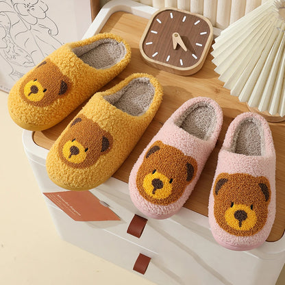 Cute Bear Slippers Fluffy Winter House Shoes Lightweight Women Winter Slippers Bedroom Slippers Cozy Soft Plush Home Slippers