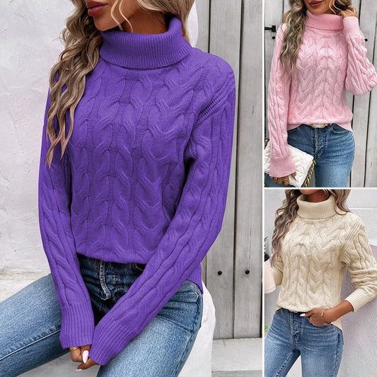 Women's Sweaters 2025 Fashionable Autumn Winter Clothes Woman Knitwear Pullover  High Neck Knit Turtleneck Sweater