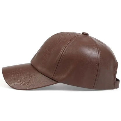 Adjustable Leather Baseball Cap Casual Wear Trucker Caps Men Vintage Hat Snapback Retro Sun Protection Hat Climbing Cycling