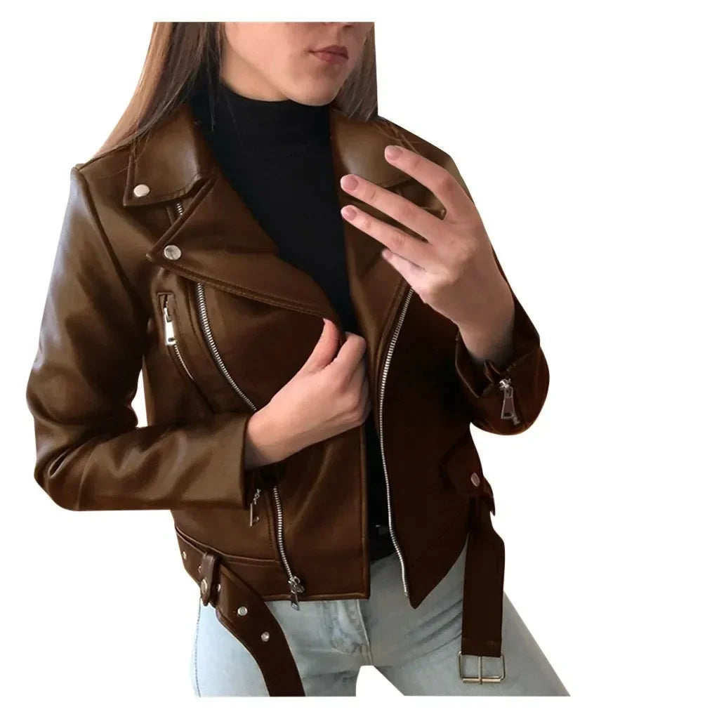 Women's Leather Coat Women Short Slim-Fit New Biker's Leather Jacket Winter Autumn Leather Jackets Coats