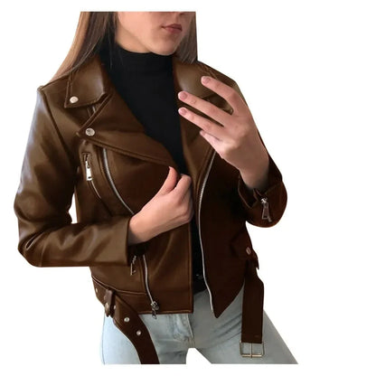 Women's Leather Coat Women Short Slim-Fit New Biker's Leather Jacket Winter Autumn Leather Jackets Coats