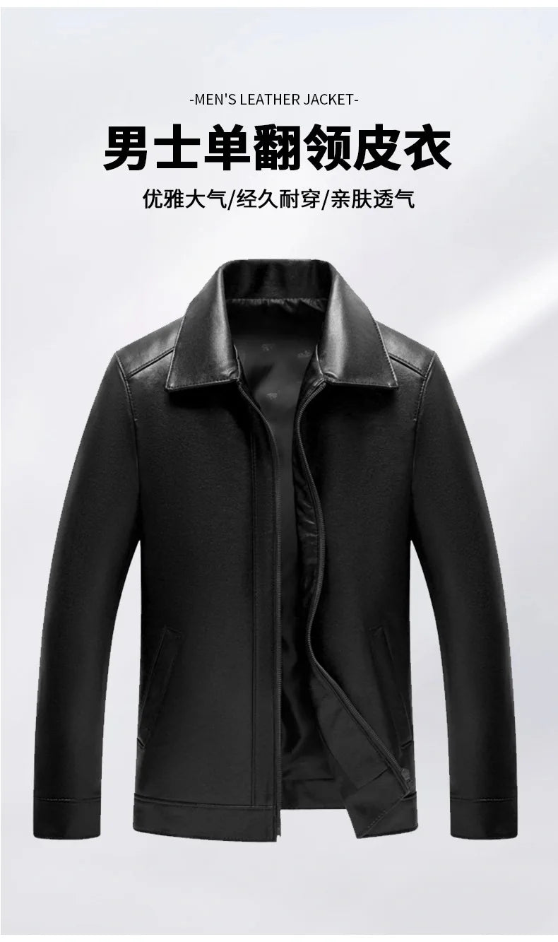 Business Leather Jackets Mens Fashion Leather Jacket Slim Fit Tturn Down Collar Coats Handsome Top Korean Casual Leather Coat