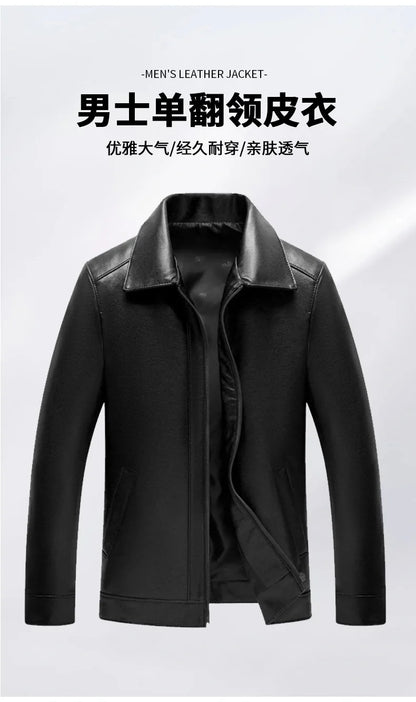 Business Leather Jackets Mens Fashion Leather Jacket Slim Fit Tturn Down Collar Coats Handsome Top Korean Casual Leather Coat
