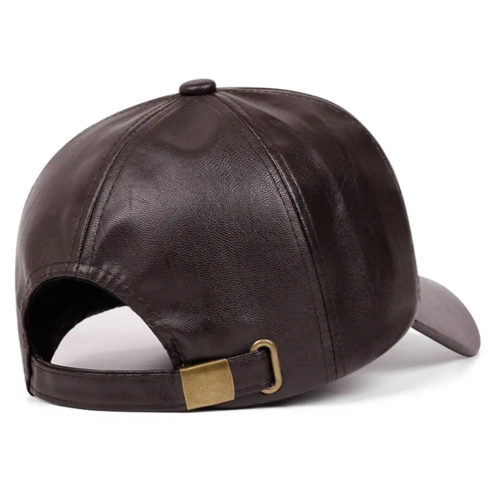 Adjustable Leather Baseball Cap Casual Wear PU Leather Men Vintage Hat Snapback Trucker Caps Sun Protection Hat Outdoor Travel
