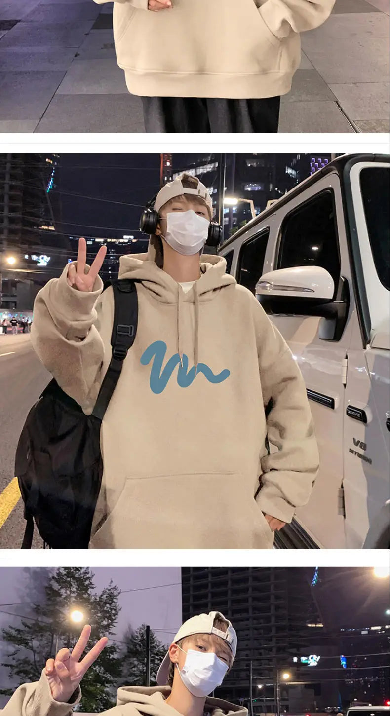 Sweater Men 2024 New Autumn and Winter Hooded American Couple Hoodies Fashion Casual Thickened Velvet Jacket Versatile Trend