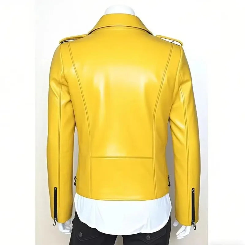 Men's Leather Jacket Fashionable Casual Coat Motorcycle Style Regular Cut Chinese Brand Stock AE New Autumn Winter Collection