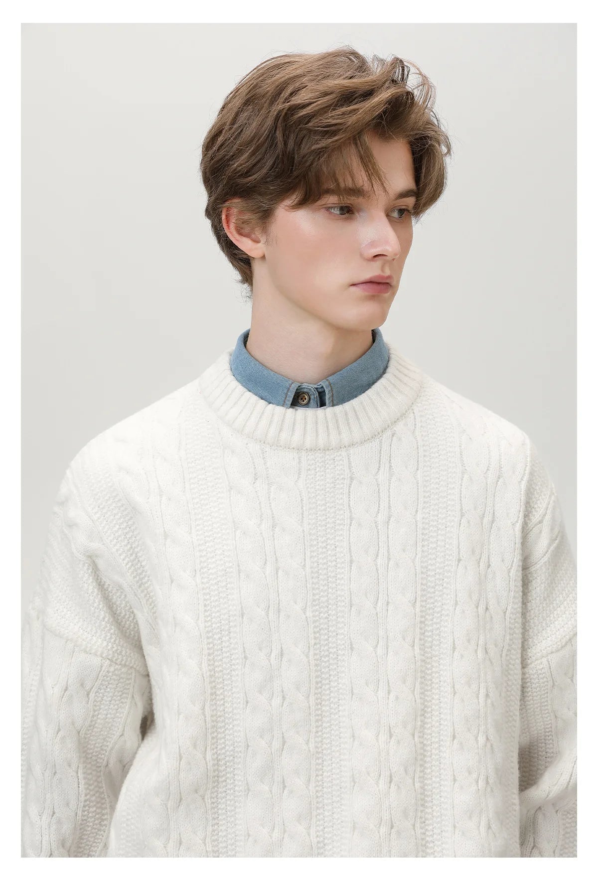 Men Winter Sweaters Men's Thick Twisted Flower Knitted Sweater Autumn Winter Round Neck Pullover Sweater Warm Top Women Sweater