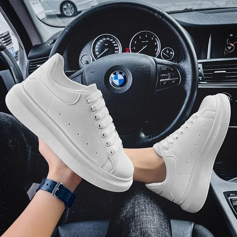 White Leather Men Casual Shoes Platform Outdoor Mens Walking Running Sneakers Breathable Board Shoes Women Tennis Sport Shoes