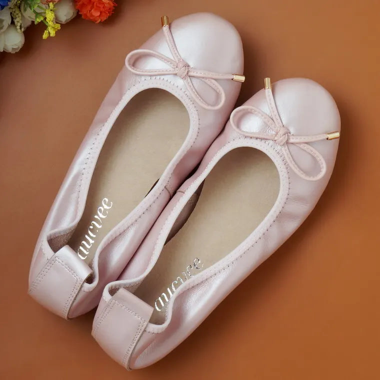 2024 Women Leather Breathable Ladies Comfortable Ballet Flats Driving Shoe Fashion Slip on Shallow Loafers Office Flat Boat Shoe