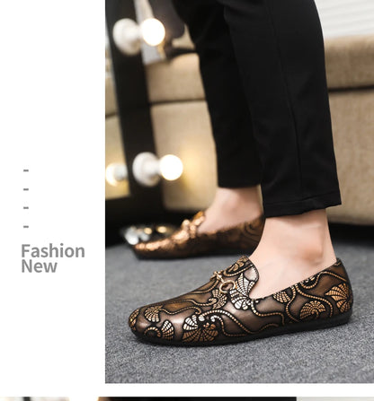 Leather Men Casual Shoes Fashion Formal Business Shoes Luxury Brand Mens Loafers Breathable Slip on Boat Driving Shoes