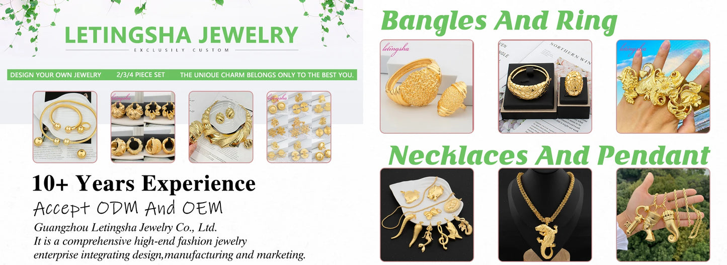 Fashion Jewelry Set for Women Large Hoop Earrings and Bangle Ring Weddings Bride Trendy Bracelet and Earrings Jewelry Set