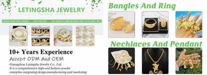 Fashion Jewelry Set for Women Large Hoop Earrings and Bangle Ring Weddings Bride Trendy Bracelet and Earrings Jewelry Set