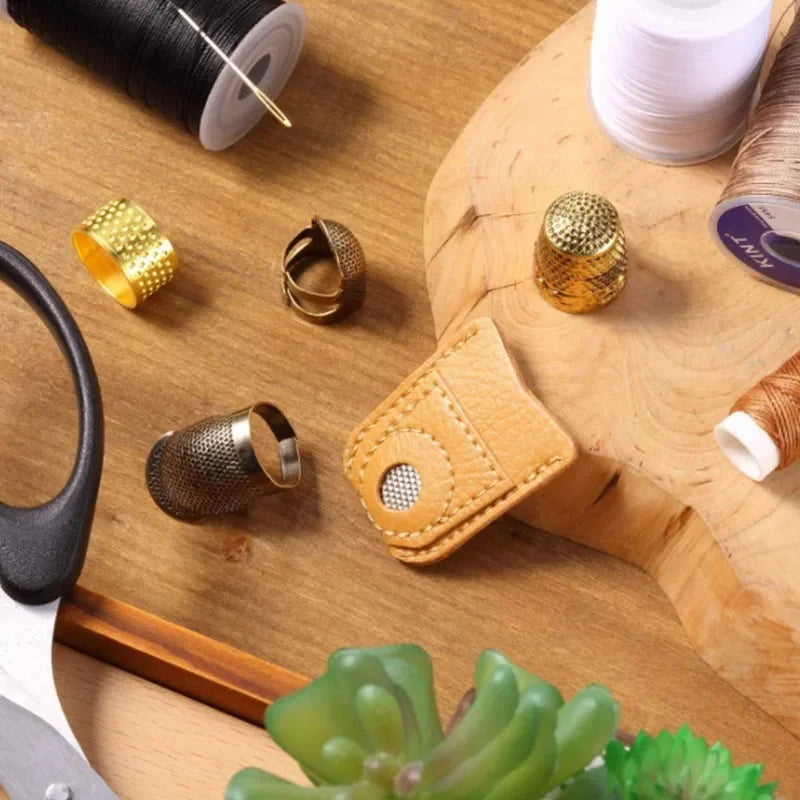 Leather Finger Cap for Sewing Needles, Household Hand-sewing Cross-stitch Needle Holder, Protection Finger Cap for Sewing