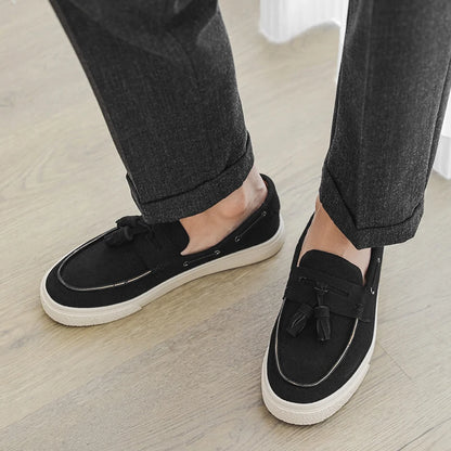 Suede Leather Handmade Loafers Leisure Walk Male Casual Shoes New Design Casual Slip on Flats Versatile Driving Shoes Moccasins
