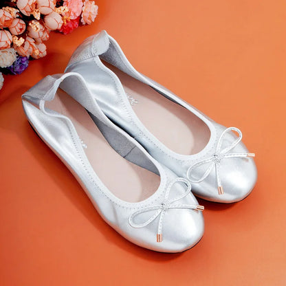 2024 Women Leather Breathable Ladies Comfortable Ballet Flats Driving Shoe Fashion Slip on Shallow Loafers Office Flat Boat Shoe